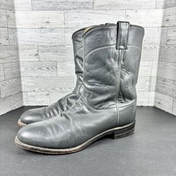 Justin Boots VTG '87' Roper Cowboy Boots 3025 Gray Men 11D Made in USA