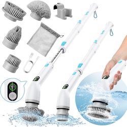BRAND NEW Cordless Electric Spin Scrubber With 3 Speeds LCD Display & 4 Replaceable Brush Heads