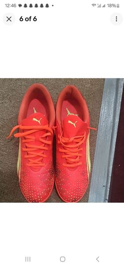 PUMA Men’s Low Top Athletic Sneakers Red/Gold Lace Up Solid Sports Theme