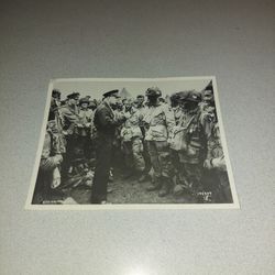 8 X 10 PHOTO OF GENERAL EISENHOWER ADDRESSING D-DAY TROOPS 
