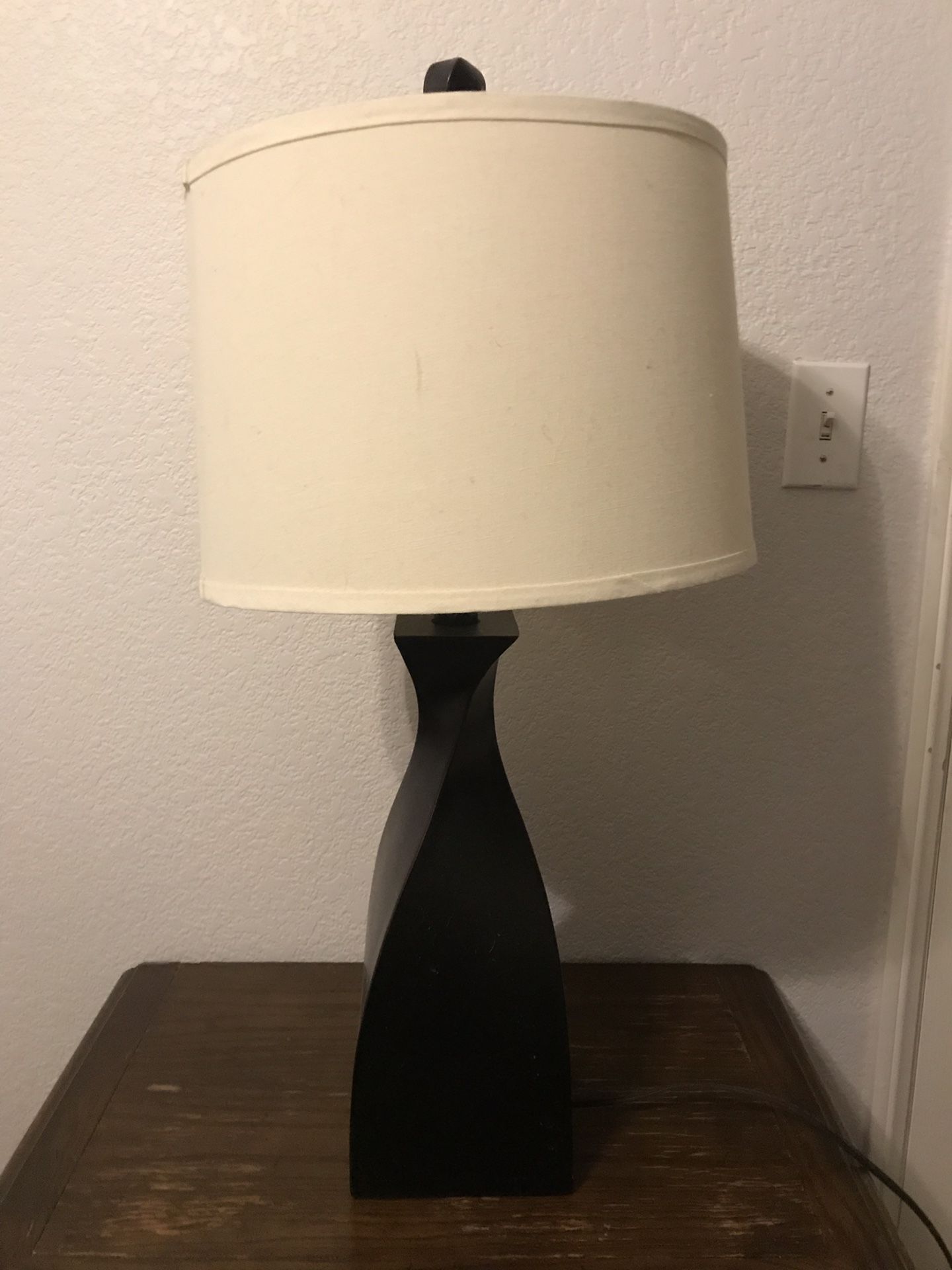 Dark brown lamp with white shade