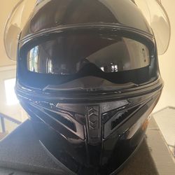 TRIMBORG™ BLUETOOTH FLIP UP DUAL VISOR MP3 INTERCOM FM RADIO × 1 M / GLOSS BLACK  1 LG, 1 MED