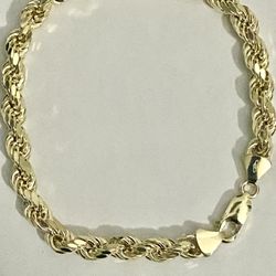 6mm 10k Real Gold Diamond Cut Rope Bracelet 8.5 inch 