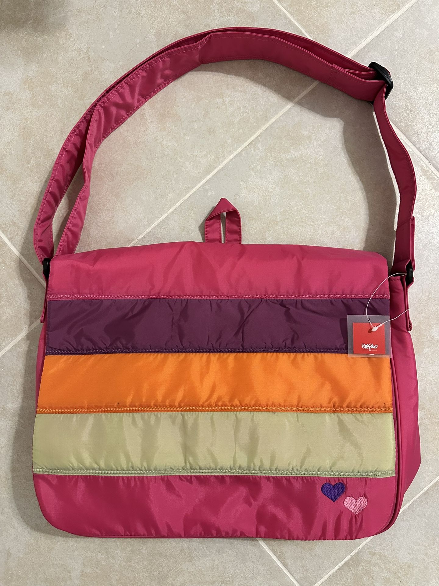 Mossimo Hot Pink Striped Purse, Laptop, Tote, Bookbag Briefcase Shoulder Bag