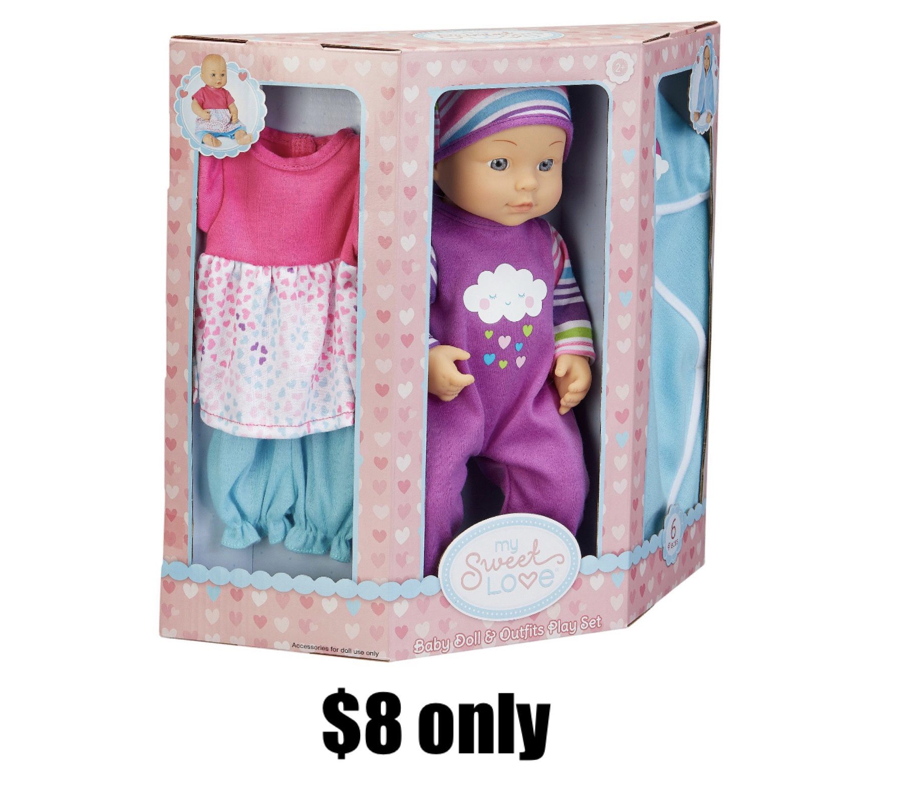 My Sweet Love 12.5" Baby Doll and Outfits Play Set, Rainbow, 6 Pieces