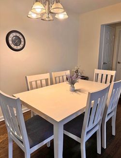 White Dining Table Set with 6 Chairs
