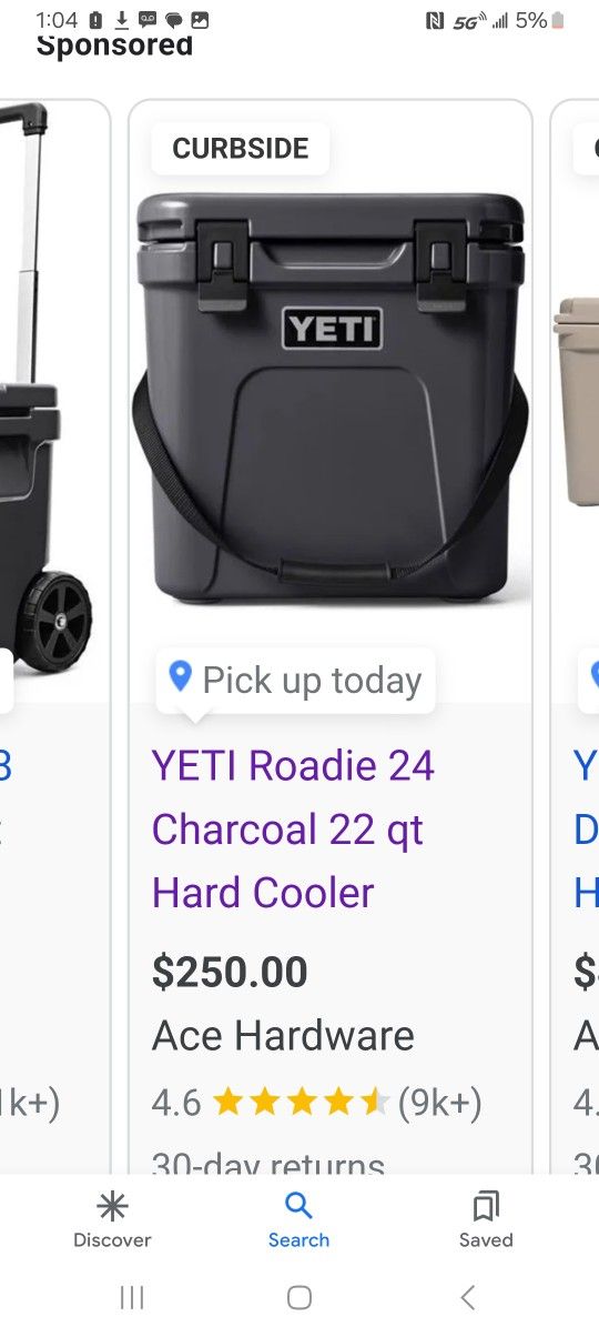 YETI Roadie 24 Charcoal 22 qt Hard Cooler