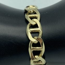 14kt Yellow Gold Solid Mariner Link Bracelet 9”