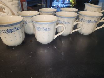 Renaissance 290 Arcadia Blue Japan 7 Mugs And 1 Creamer