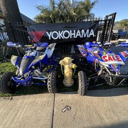 Two Yamaha YFZ450 ATVs