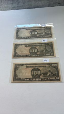 Currency World War II 100 Pesos The Japanese Government Philippines. 3 For $9