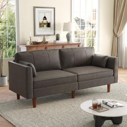 71" Futon Sofa Bed,Convertible Sleeper Couch with Adjustable Backrest, Folding Loveseat for Apartment, Living Room, Office, Faux Leather,Brown