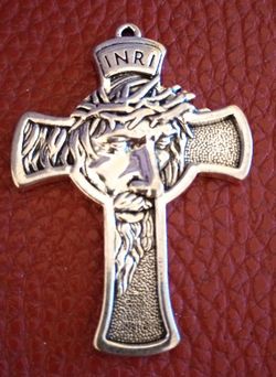 Silver-Tone INRI Jesus Cross Pendant