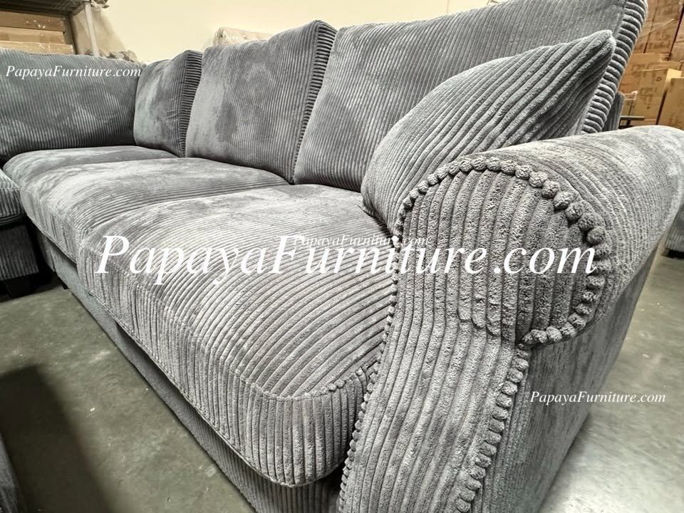 NEW Sectional Sofa and Ottoman Set Couch Discount Dark Grey Soft Fabric Corner Ashley Style Furniture Warehouse Discount Big SALE Gray Many Color