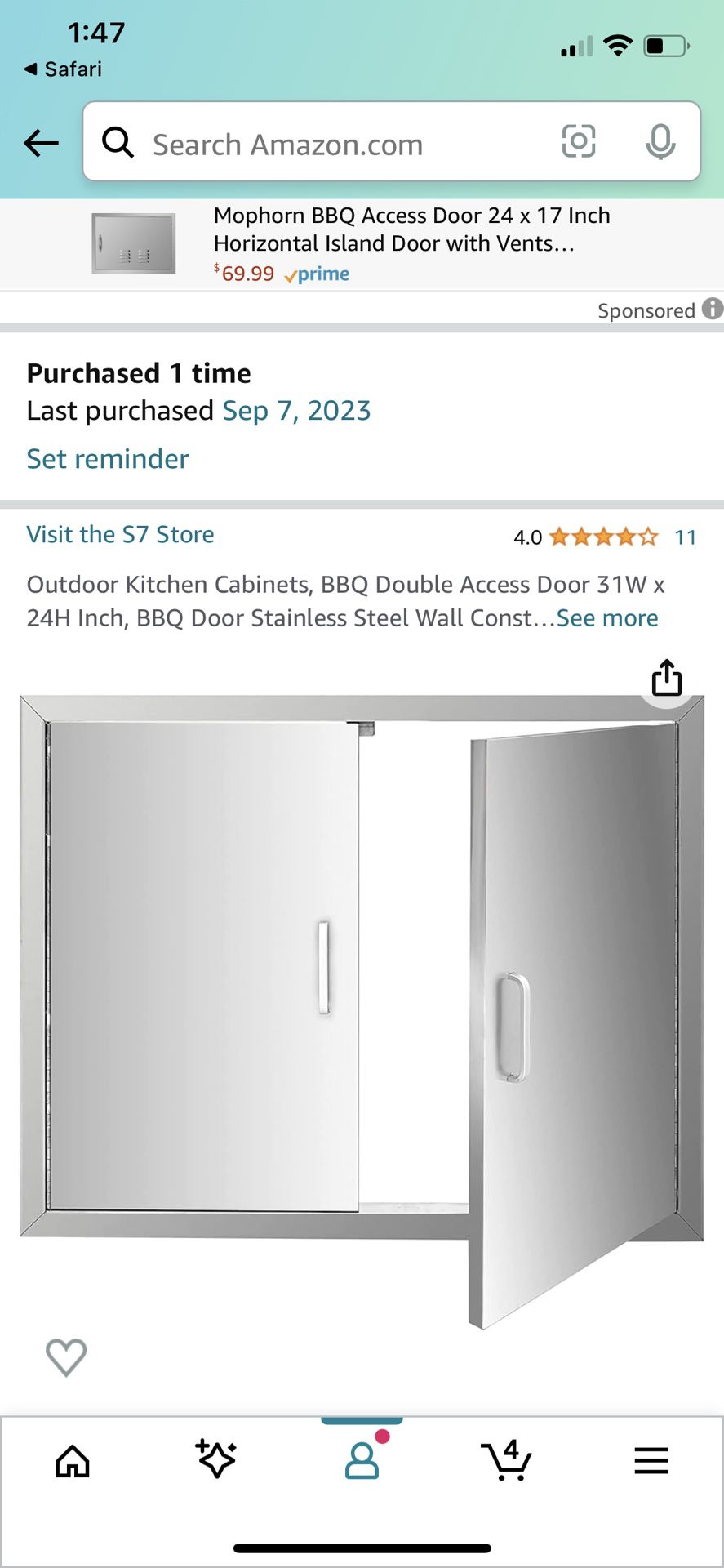 Stainless Steel Outdoor Grill / Cabinet Door 