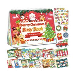 Christmas Busy Book for Toddlers 3-5 Montessori Toys Preschool Learning Activities, for Toddlers Book Autism Sensory Educational for Kids Ages 2-4