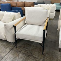 CHITA Mid Century Modern Accent Chair, Lounge Chair with Wood&Metal, Comfy Upholstered Arm Chairs （small scratches)