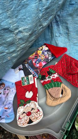 2 Christmas stockings 3 Christmas mits