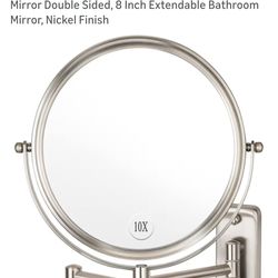 Wall Mounted Makeup Mirror - 1X/10X Magnifying Mirror Double Sided, 8 Inch Extendable Bathroom Mirror, Nickel Finish