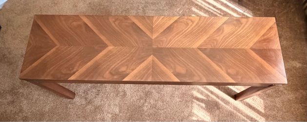 Vintage 1979 Lane Altavista Console and Side Table -Geometric Herringbone Parquetry Style Set of 2
