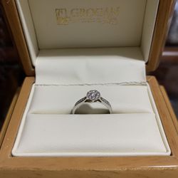 Solid White Gold Engagement Ring Size 7