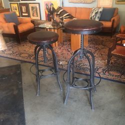 Vintage Pair Industrial Stools (DN)
