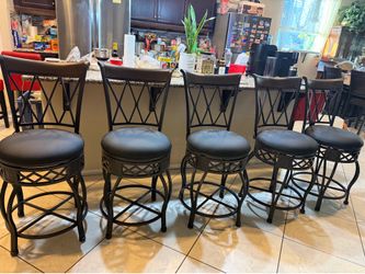 set of 5 new leather seat cover cushion with heavy metal bar stool