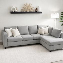 Modern Gray Sectional Couch with Chaise – Clean & Comfortable “Free delivery”