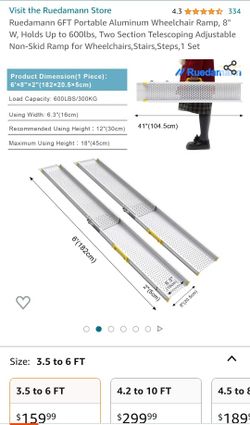 Ruedamann 6FT Portable Aluminum Wheelchair Ramp, 8" W