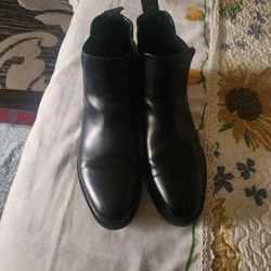Men Leather Black Boots Size 11