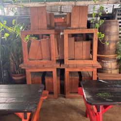 Wooden Tables With Benches 