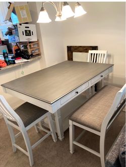 🌊 Jolene Coastal Counter-Height Dining Set – Table, Bench + 3 Chairs – $400 OBO