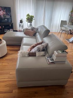 Modani cream leather couch