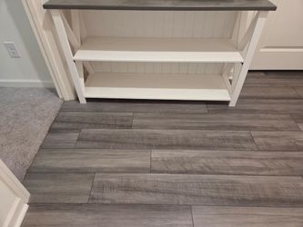 White Farmhouse Wood Bookshelf with Gray Top