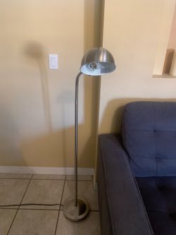 Sleek Silver Floor Lamp / Reading Spotlight With Adjustable Gooseneck