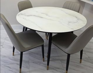 Modern Marble Dining Table Set-Juego de Mesa de Comedor de Mármol Moderno