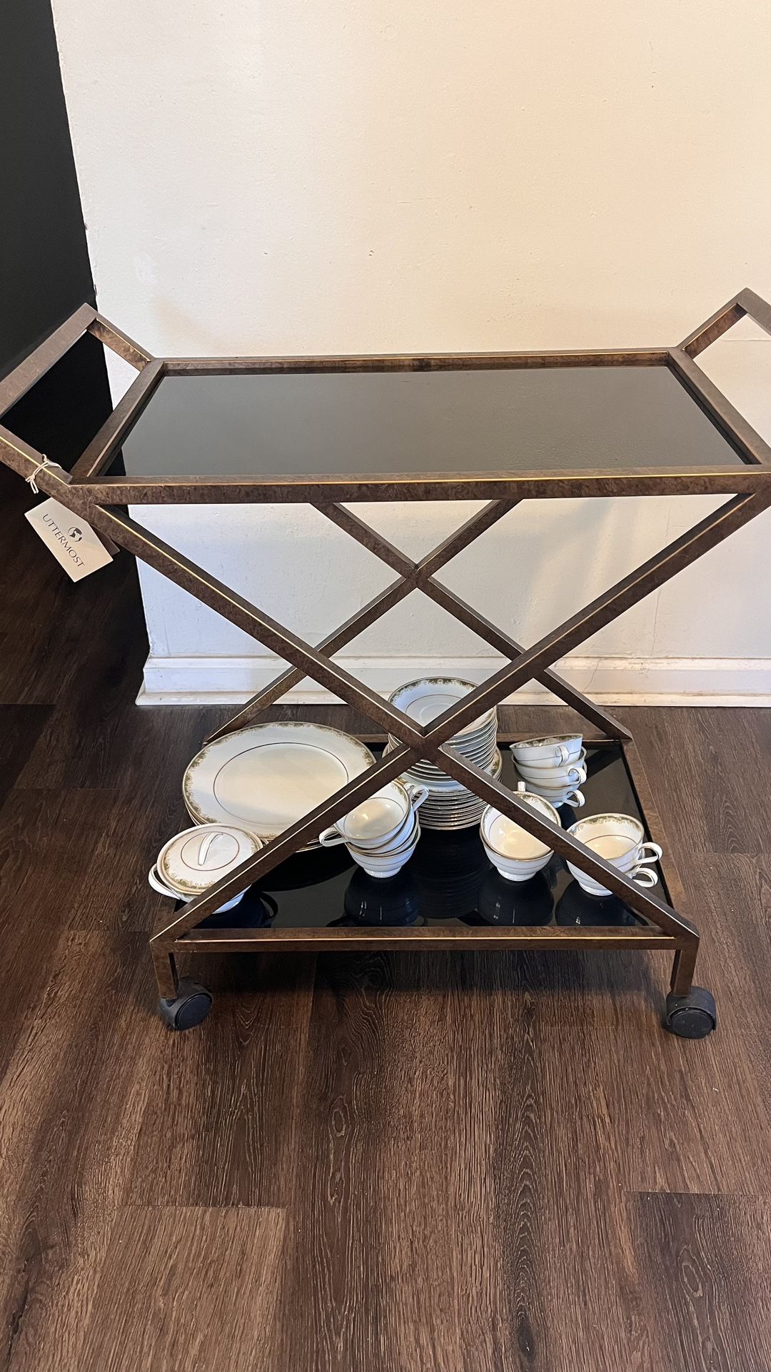 NEW Uttermost Zafina Gold Bar Cart