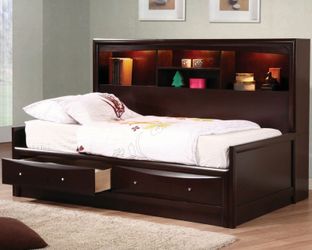 Brand New Cappuccino Bookcase Storage Youth Daybed