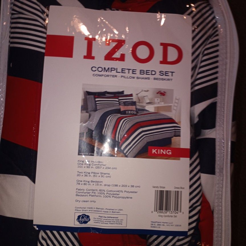 IZOD Bed In Bag Brand New Never Used King Size Comforter