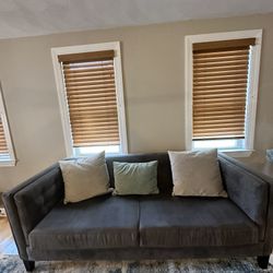 Custom suede sofa and chaise