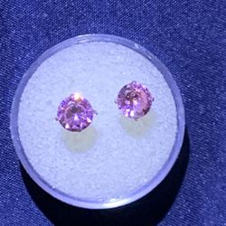 10k Studs 6.5mm Pink Moisonite 3TCW