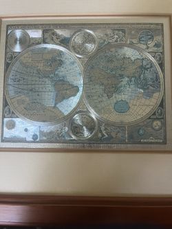 Vintage Style Framed World Map
