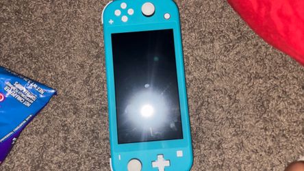blue Nintendo  lite with red case and charger