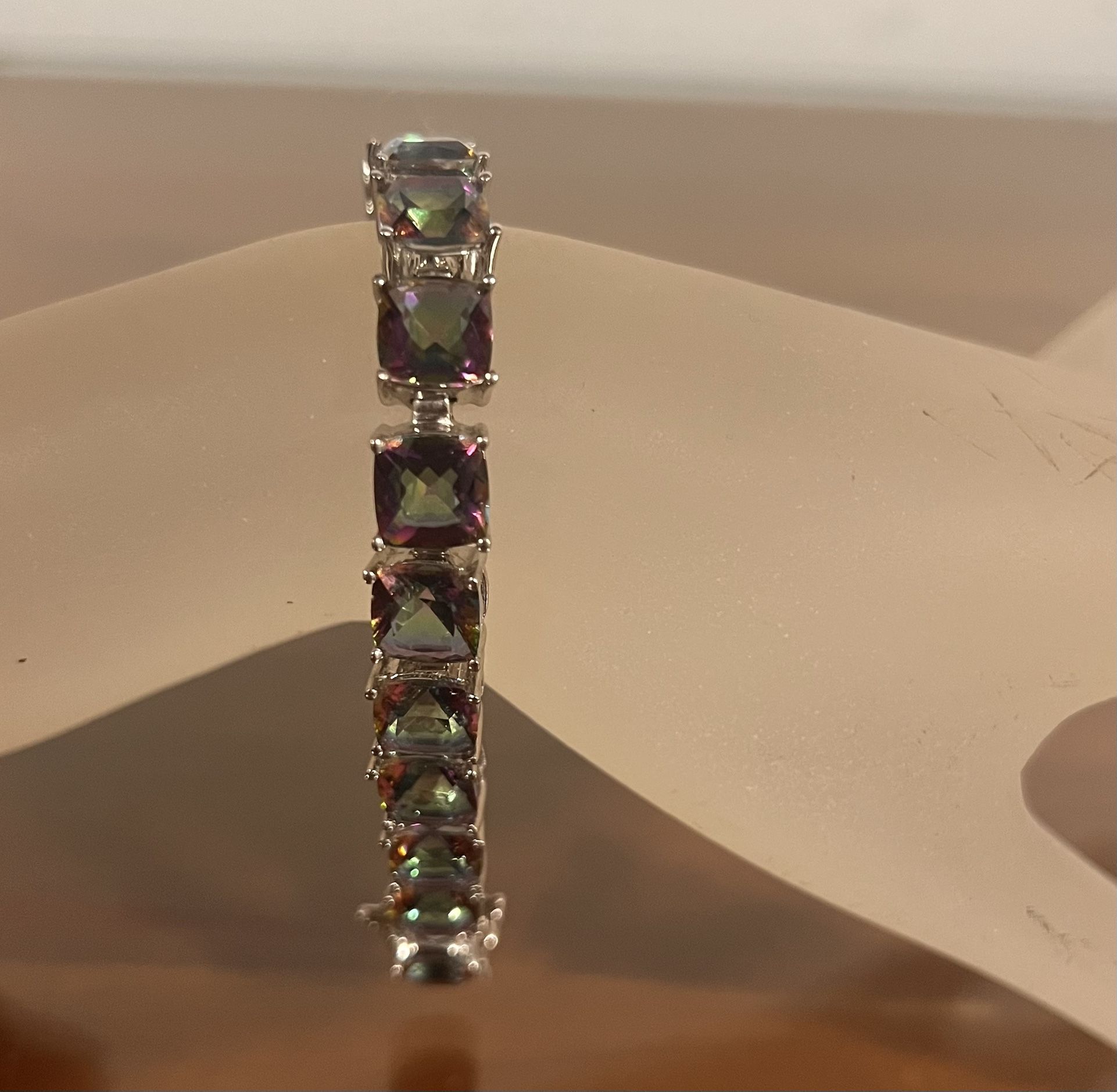 Mystic Fire Topaz Tennis Sterling Bracelet (SB003)