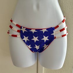 Red/white/blue Sparky Bikini Reversible Bottom