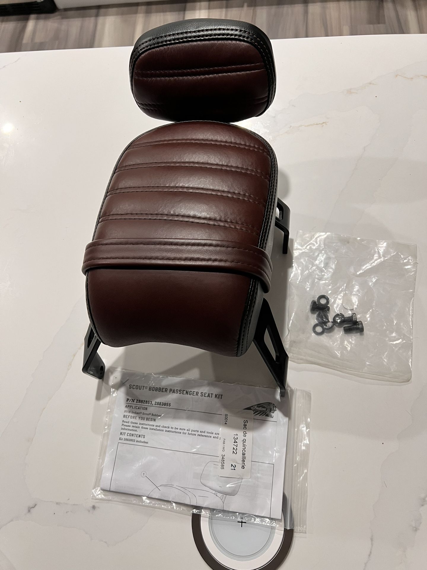 Indian Motorcycle Scout Bobber Leather Passenger Seat OEM