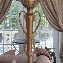 VINTAGE ART NOUVEAU-STYLE GOLD TONE METAL LAMP