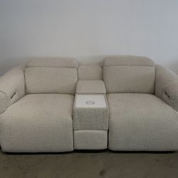 High End Motion Recliner Loveseat w/ Storage Console + Wireless Charging   