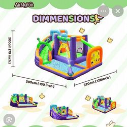 HECCEI Giant Inflatable Water Bounce House with Trampoline, Water Slide, and Pool, with 450W Air Blower and a Carry Bag (Limited Edition-Snails