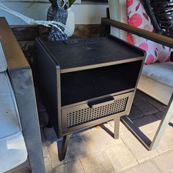 Black small side drink table side table with USB and Outlet